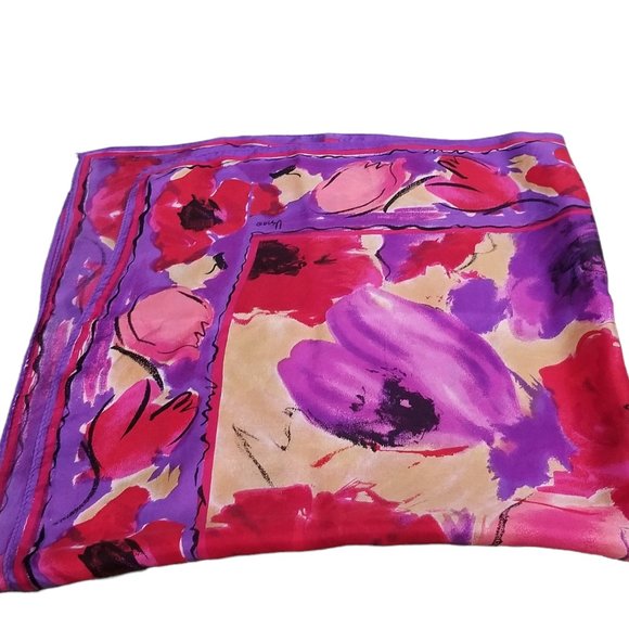 Vera Neumann Red, Purple, & Gold Silk Art Scarf Modernism Art Graphic Design - Picture 7 of 7